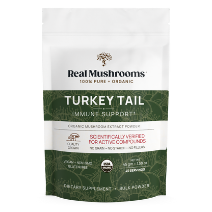 Real Mushrooms' Turkey Tail Mushroom Extract Powder for Pets is the perfect immune support for your furry friends.