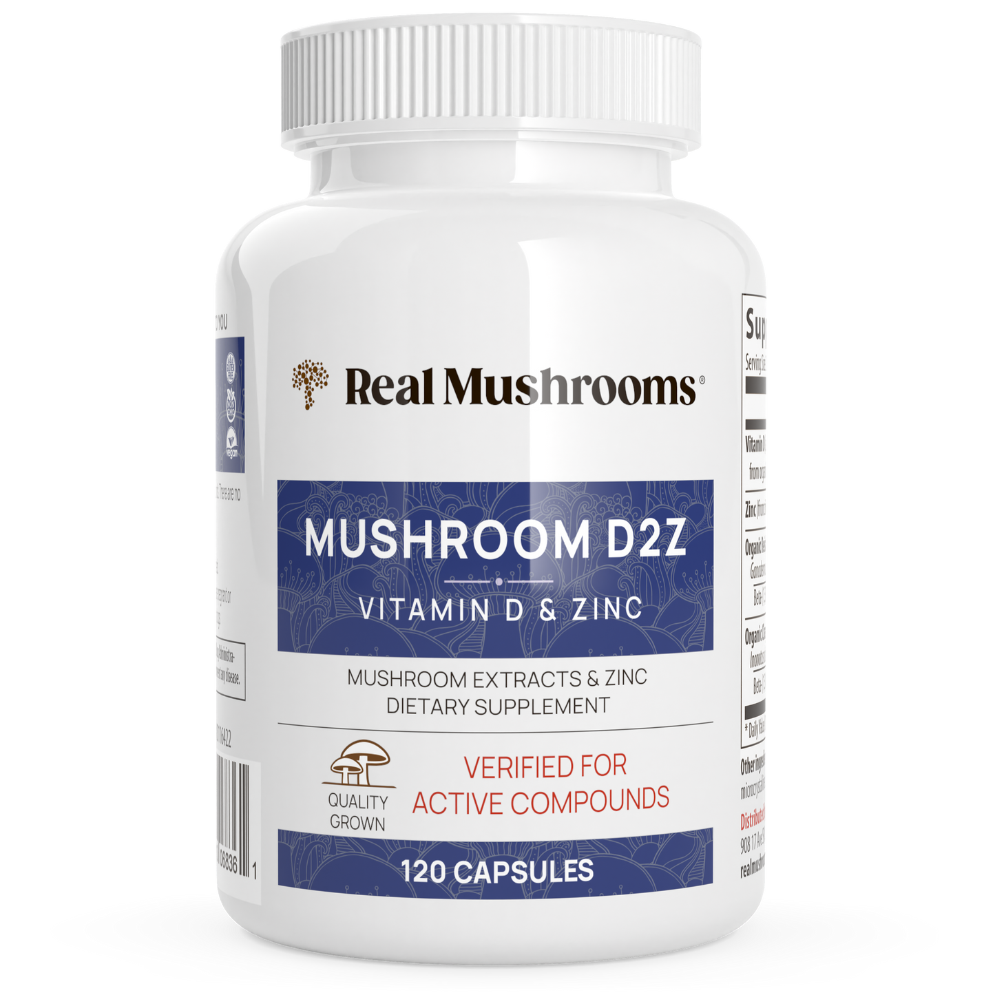 Real Mushrooms Mushroom D2Z capsules.