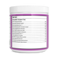 A white container of Real Mushrooms’ Functional Feline Powder for Cats features a purple label listing active organic ingredients, such as beta-glucans, and their per 1.25g serving amounts on the side.