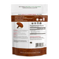 Back of a Real Mushrooms Organic Reishi Mushroom Powder – Bulk Extract pouch, featuring supplement facts, product description, QR code, and brown and white packaging—emphasizing its high beta-glucans content.