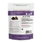 Back of a Real Mushrooms Organic Chaga Extract Powder pouch showing product info, supplement facts, usage suggestions, and barcode. Features organic chaga extract with beta-glucans to support optimal wellness.