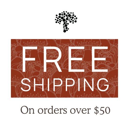 Real Mushrooms Free Shipping Promo Banner on orders over $50.