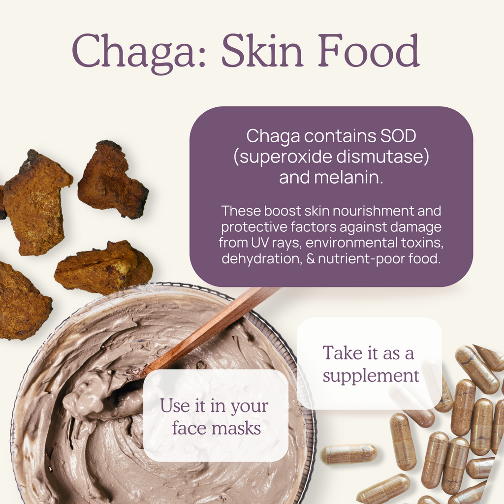 Real Mushrooms' Good Skin & Hair Bundle infographic showcases hair improvement and skin improvement.