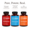 Four bottles of Real Mushrooms Herbal Blends Bundle, a pure and potent pet supplements for natural defenses and vitality.