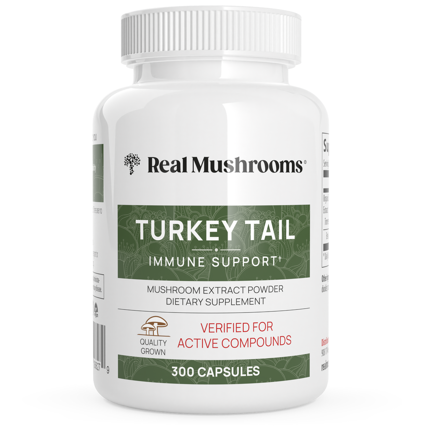 Real Mushrooms' Turkey Tail Mushroom Capsules for immune support containing beta-glucans.