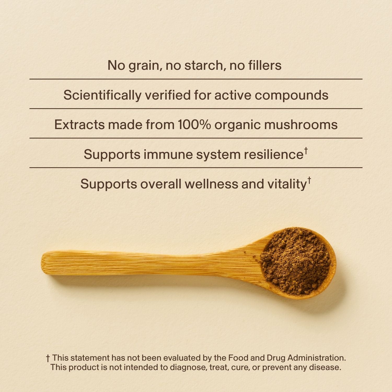 Organic Maitake Mushroom Capsules by Real Mushrooms are shown on a beige background, highlighting benefits like immune support, beta-glucans, and organic ingredients sourced from maitake mushrooms.