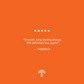 An orange background with five white stars, a customer review saying “Smooth, long-lasting energy from the guayusa extract in RealBoost. Will definitely buy again!” by Thaddeus, and a Real Mushrooms tree logo at the bottom.