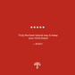White text on red shows a five-star rating and the testimonial, "Truly the best natural way to keep your mind sharp with RealClarity by Real Mushrooms! — Stacy," above a small tree logo.