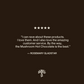 White text on a dark background displays a five-star rating and a customer review praising Real Mushrooms' Mushroom Hot Chocolate Mix, highlighting excellent products, service, and the organic mushroom cacao extract blend.