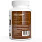 White supplement bottle with brown label showing directions, warnings, and product facts for Real Mushrooms Organic Lions Mane Extract Capsules for Pets (dogs and cats). Contains Lion's Mane mushrooms and beta-glucans. Barcode and contact info are visible.