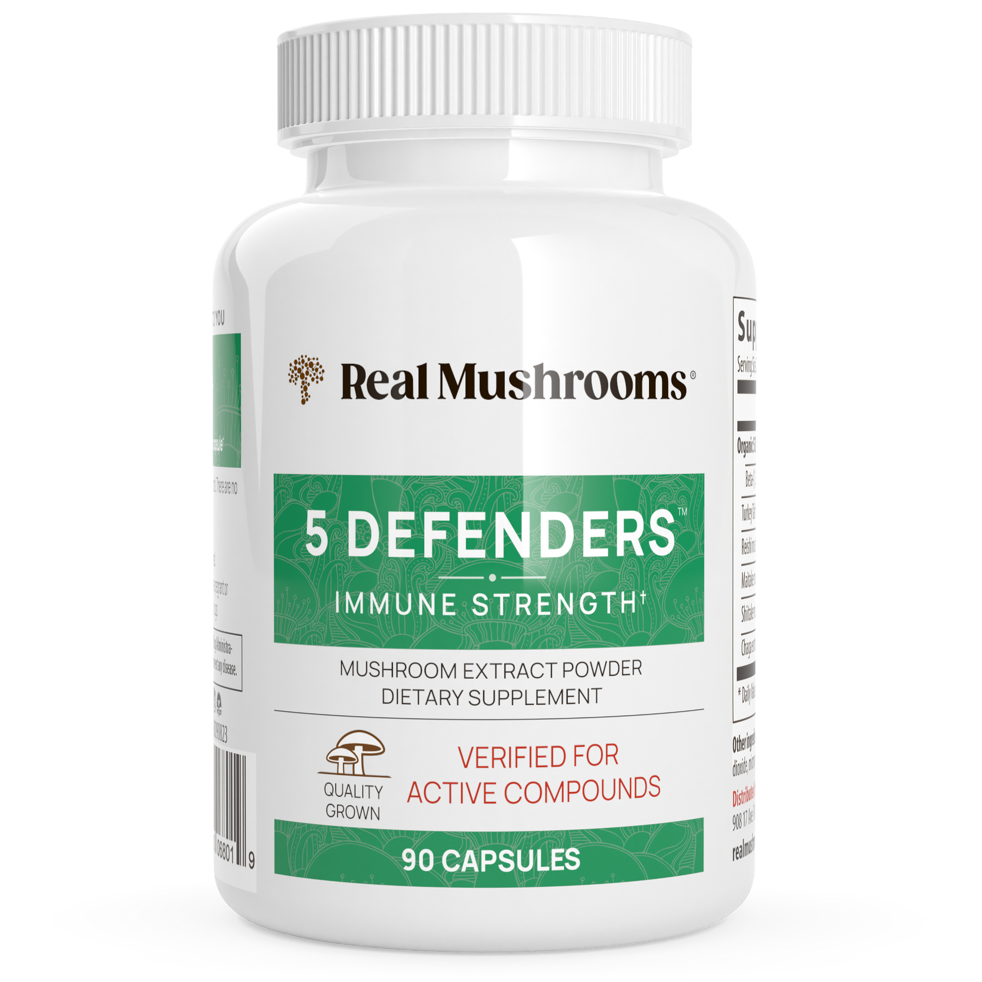 Real Mushrooms 5 Defenders Organic Mushroom Blend Capsules.