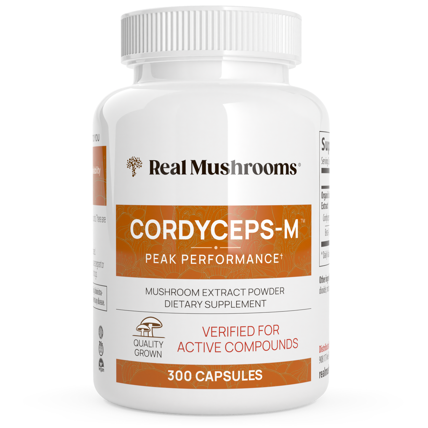 Real Mushrooms Organic Cordyceps Extract Capsules - m peak performance.