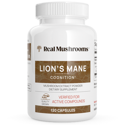 Real mushrooms Organic Lions Mane Extract Capsules association.