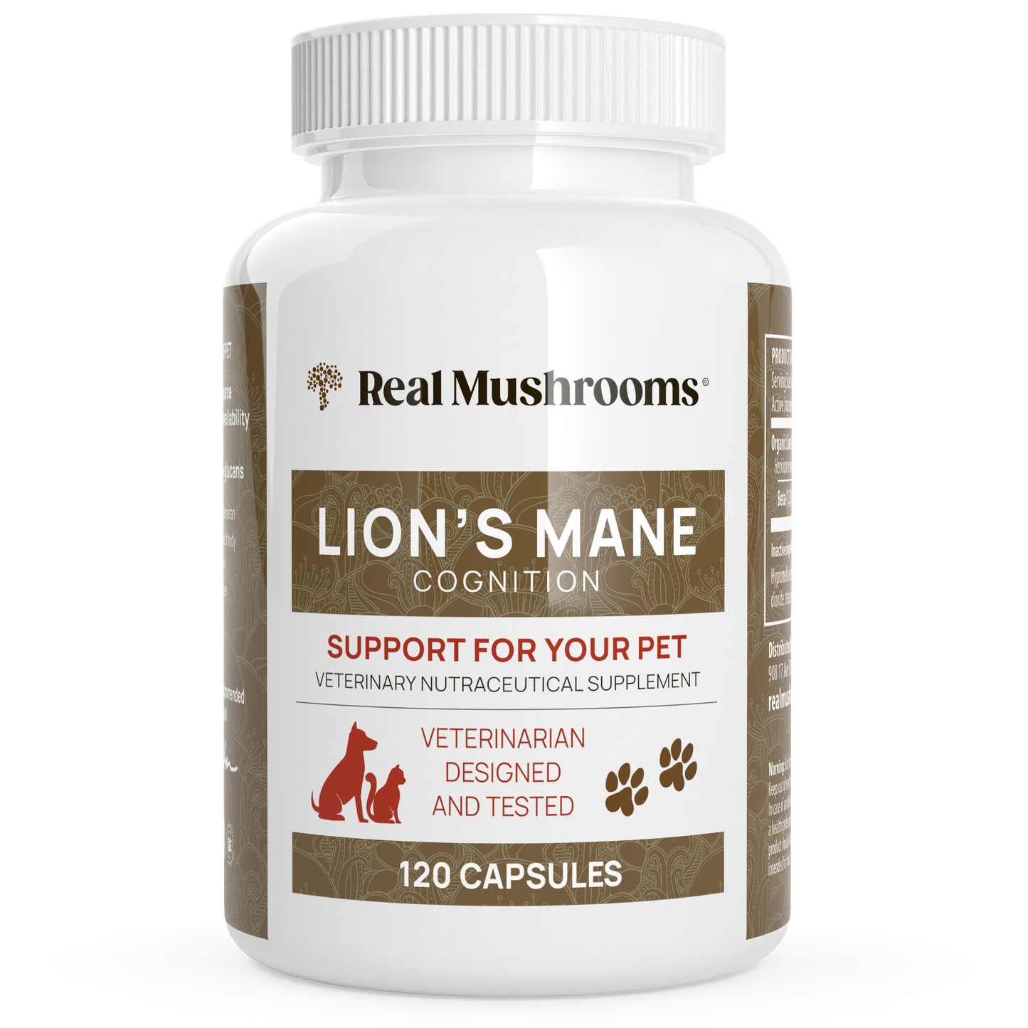 Real Mushrooms Organic Lions Mane Extract Capsules for Pets.