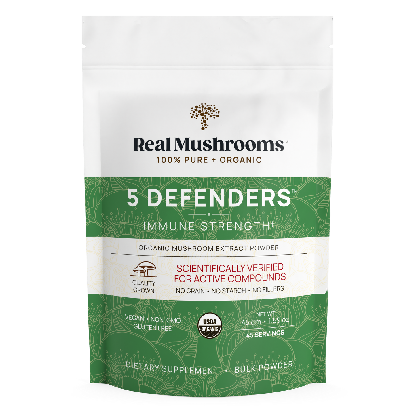 Real Mushrooms 5 Defenders Organic Mushroom Complex – Bulk Powder.