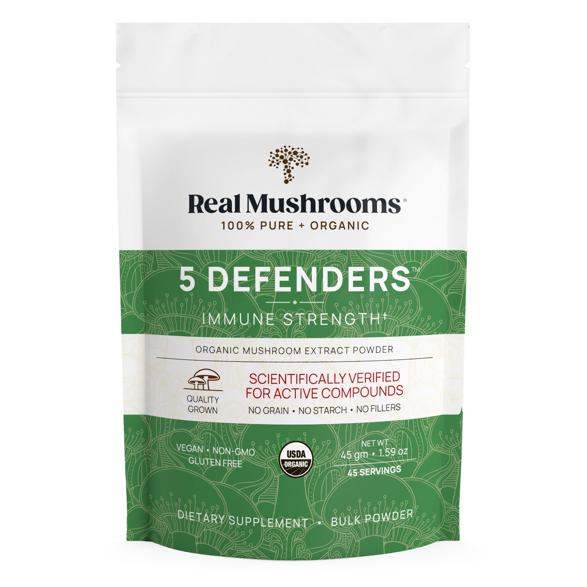 Real Mushrooms 5 Defenders Organic Mushroom Complex – Bulk Powder.