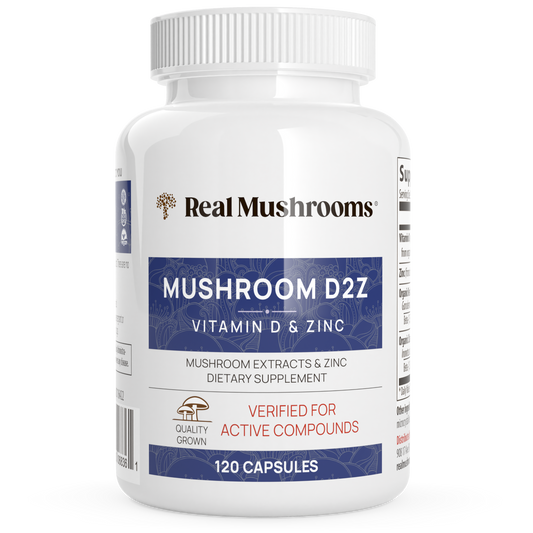 Real Mushrooms Mushroom D2Z capsules.