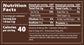 The nutrition facts label for a Real Mushrooms Mushroom Chocolate 5 Pack.